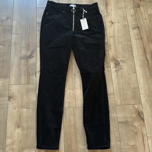 NWT Good American Good Legs Exposed Zipper Black Velvet - Size 12 / 31 - Picture 3 of 6